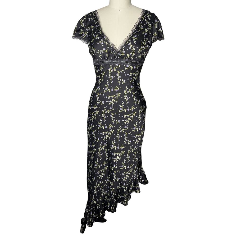 Kimchi Blue Urban Outfitters Floral Satin Asymmetrical Ruffle Maxi Dress Size S